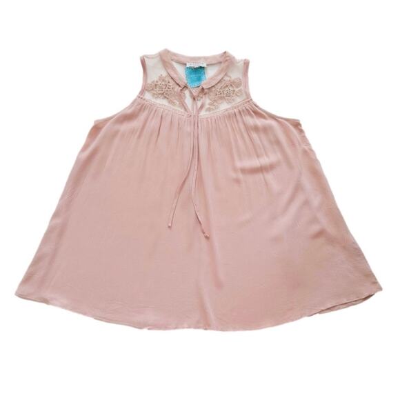Hayden Los Angeles Top Dusty Pink Floral Embroidered Sleeveless Swing Large NEW - Picture 9 of 10